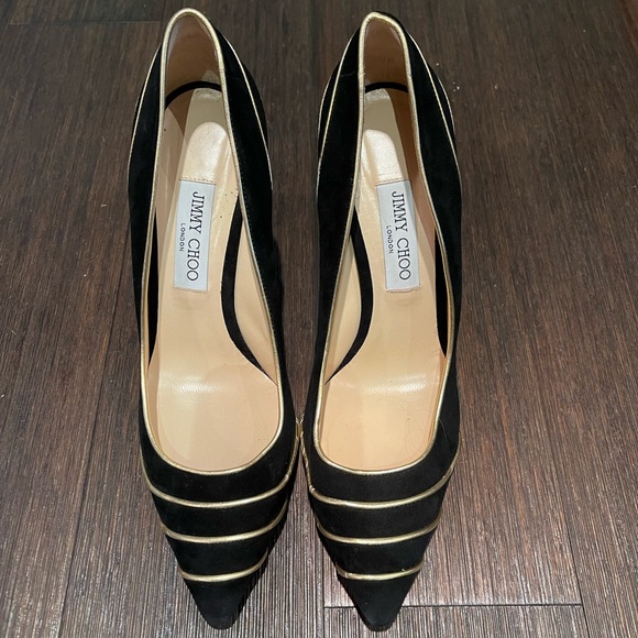 Jimmy Choo Black Velvet/Gold pumps main image 3